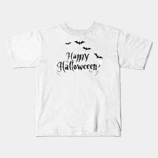 Happy Halloween typography poster with handwritten calligraphy text illustration Kids T-Shirt